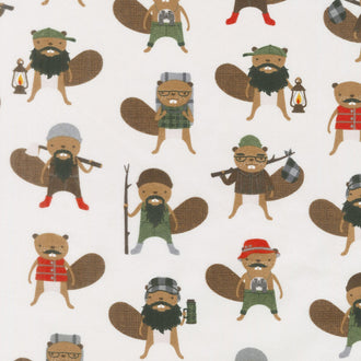 Campsite Critters Flannel - Beavers Nature Yardage