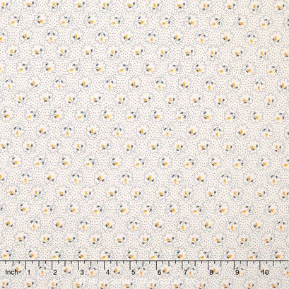 Cheddar and Indigo - Leaves Cream Yardage