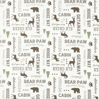 Wildlife Trail - Words Cream Yardage