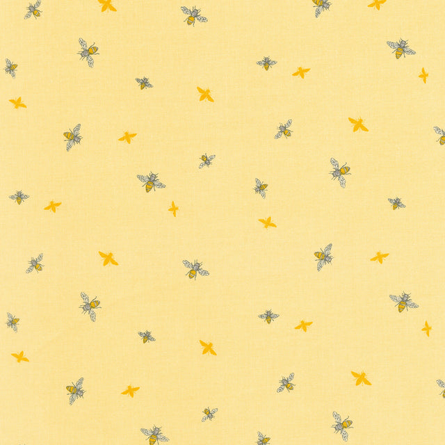 Honey Bees and Flowers Please - Bees Yellow Yardage Primary Image