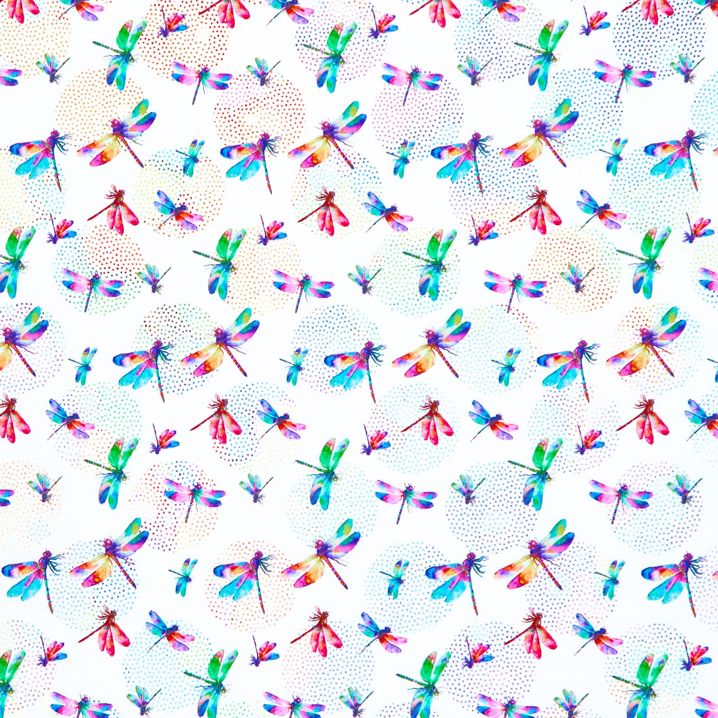 Dragonfly Dance (Northcott) - Dragonflies White Multi Yardage Primary Image