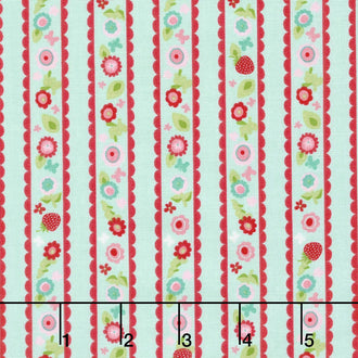 Butterflies and Berries - Butterflies Stripe Mint Yardage