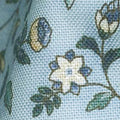 Calista - Teal Flowers and Vines Blue Pearlized Yardage