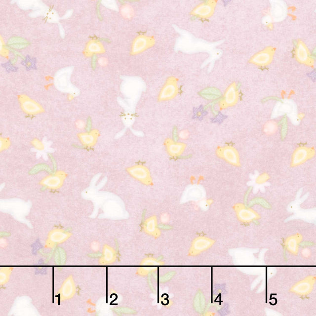 Little Chicks - Bunnies & Chicks Purple Flannel Yardage