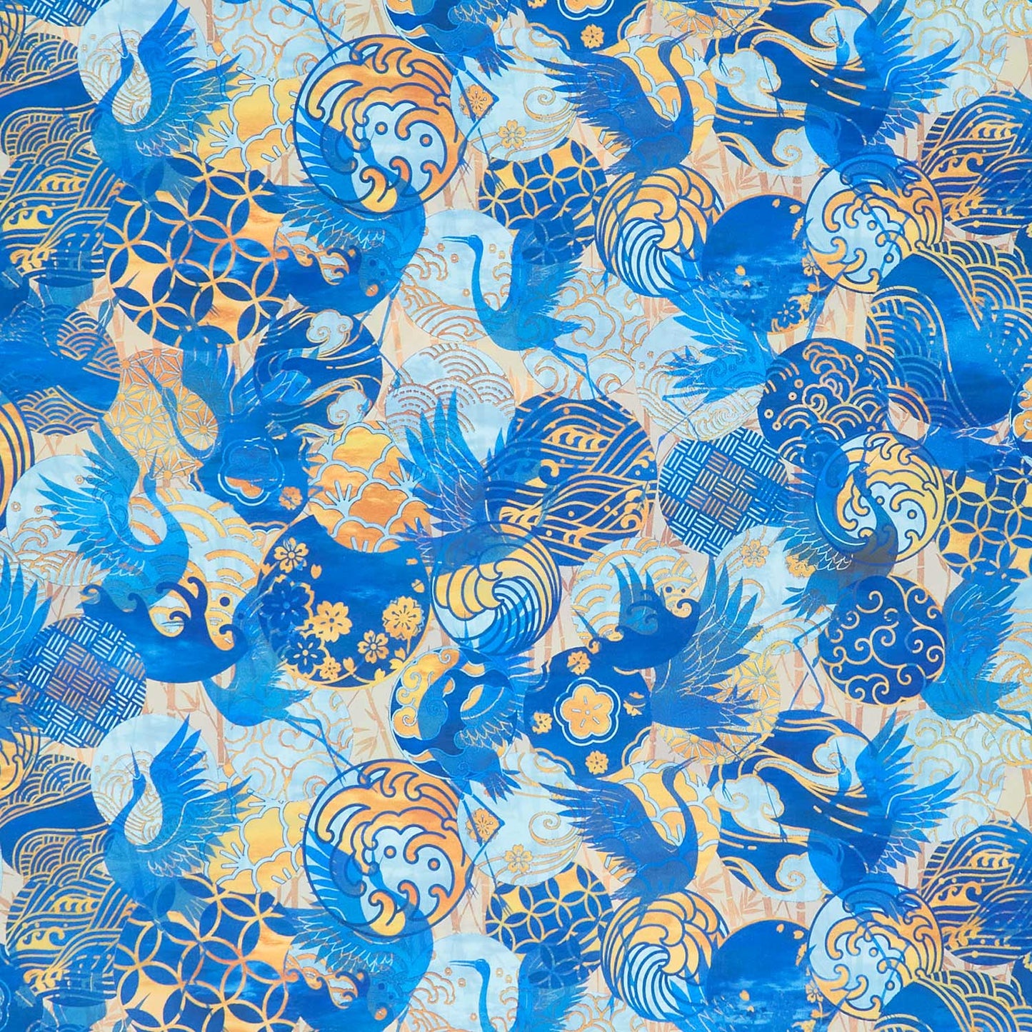 Oriental Gardens - Emblems Blue Yardage Primary Image