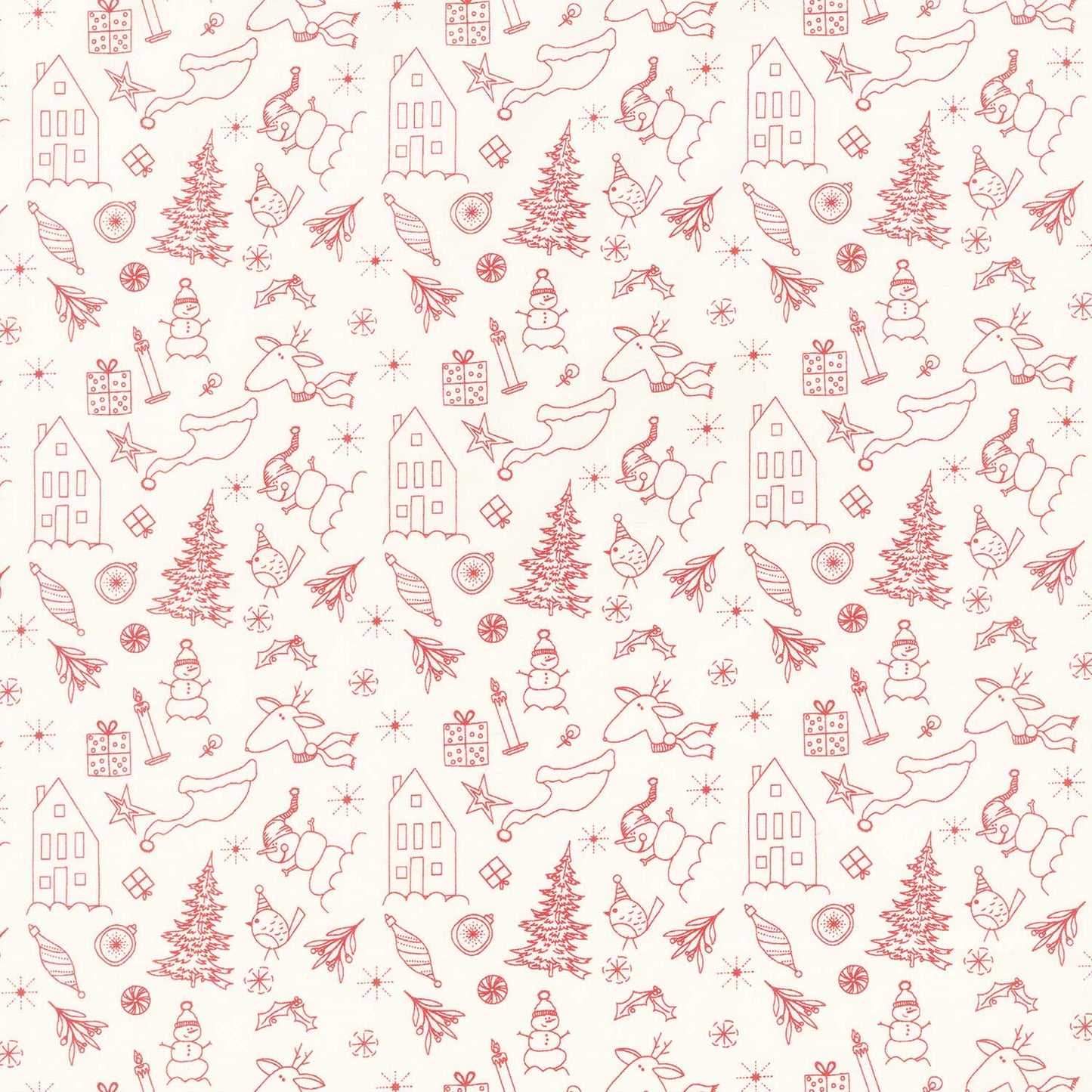 Christmas is in Town - Doodles Cream Yardage Primary Image