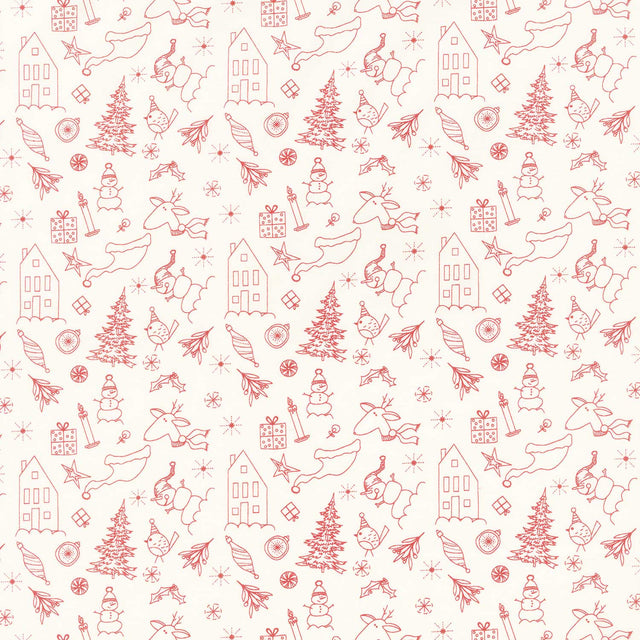 Christmas is in Town - Doodles Cream Yardage Primary Image