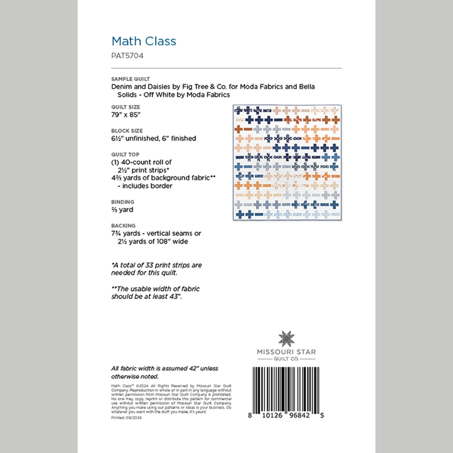 Digital Download - Math Class Quilt Pattern by Missouri Star