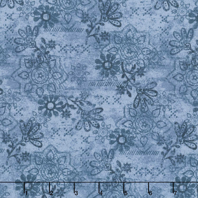 Where the Wind Blows - Mixed Media Blue Flannel Yardage