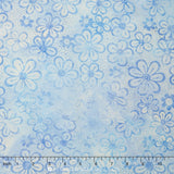 Artisan Batiks - Daisy's Garden 3 Flowers Blue Yardage