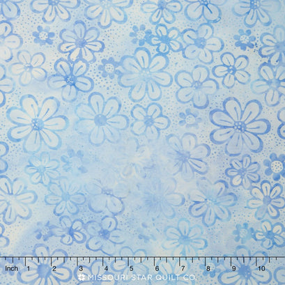 Artisan Batiks - Daisy's Garden 3 Flowers Blue Yardage