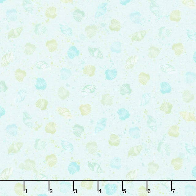 Seascape - Tossed Shells Aqua Yardage Primary Image