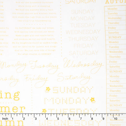 Calico Days - Week Days White Yardage