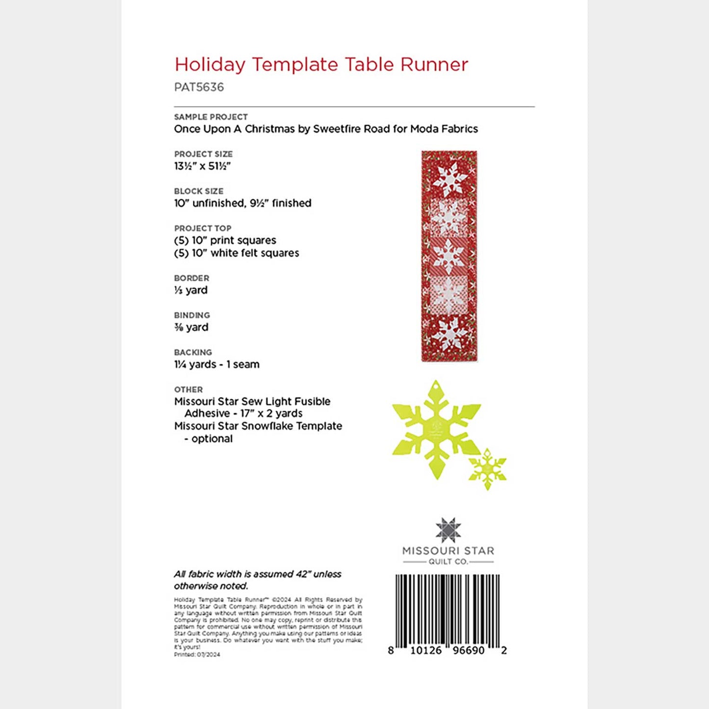 Holiday Template Table Runner Pattern by Missouri Star Alternative View #1