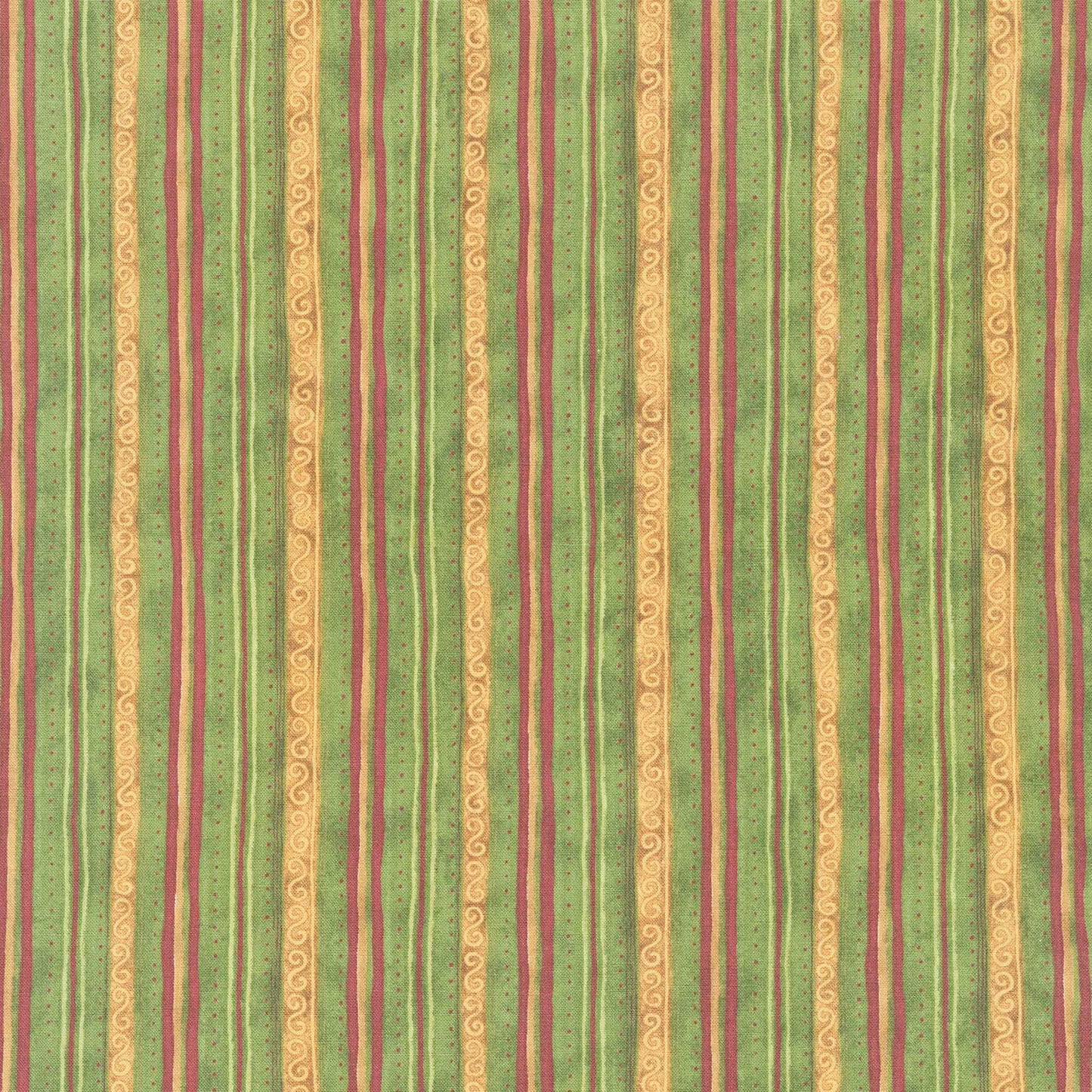 Star Of Wonder, Star Of Light - Scroll Stripe Green Yardage Primary Image