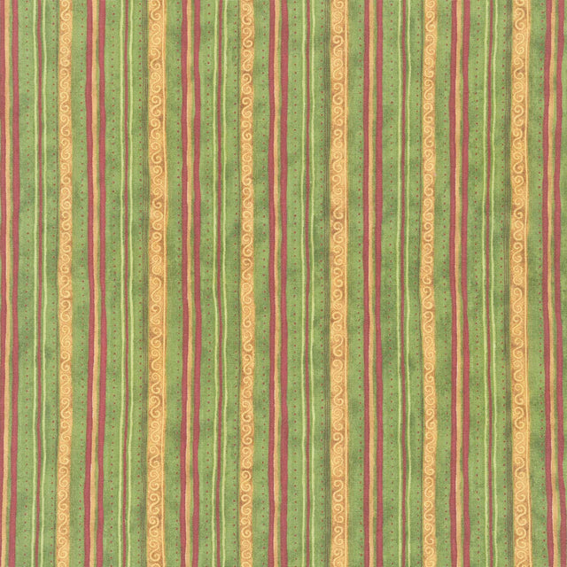 Star Of Wonder, Star Of Light - Scroll Stripe Green Yardage Primary Image