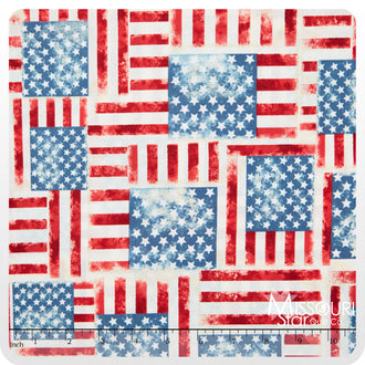 Celebrate - USA Flag Denim Washed Glitter Yardage