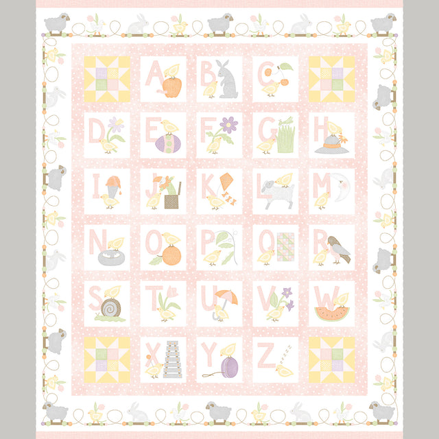 Little Chicks - Alphabet Pink Flannel Panel