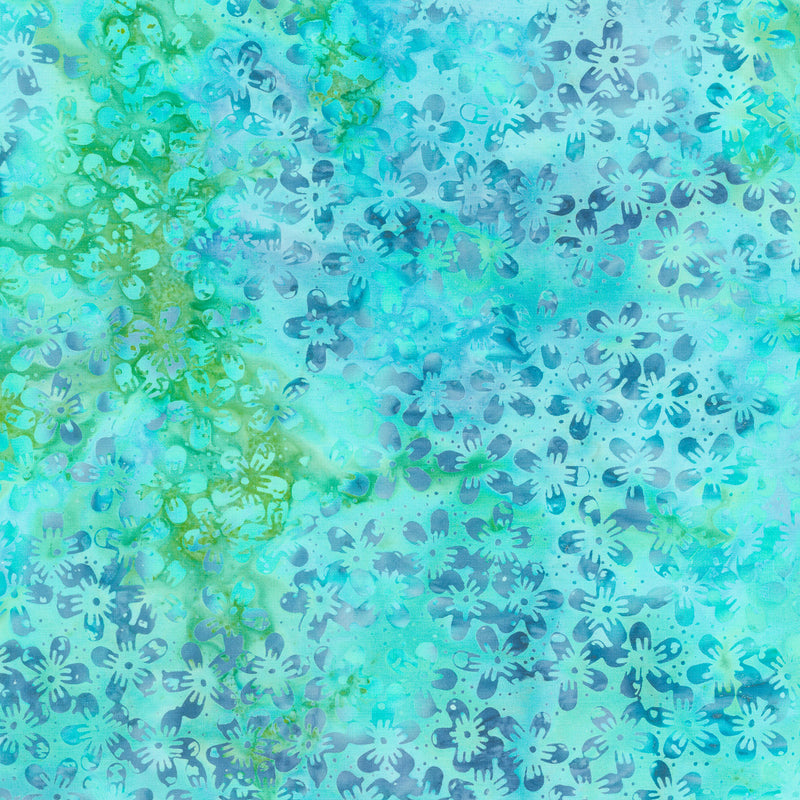 Tranquil Batiks - Mini Floral Multi Turquoise Yardage Primary Image