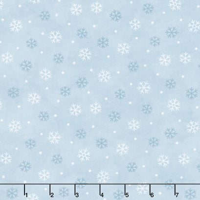 Woodland Winter - Snowflake Toss Sky Blue Yardage