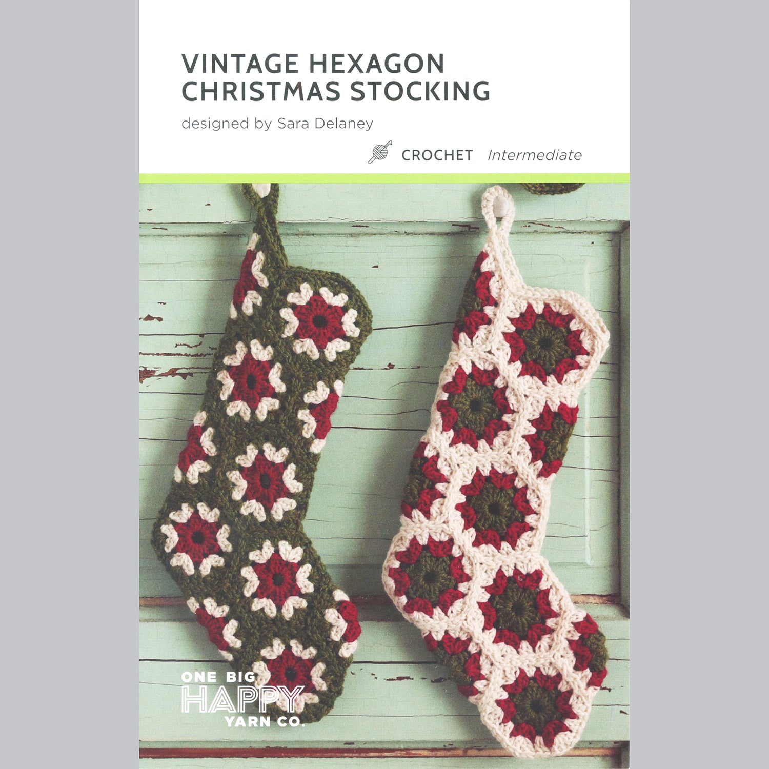 Vintage Hexagon Stocking Printed Crochet Pattern Primary Image