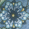 Calista - Teal Flowers Blue Pearlized Yardage