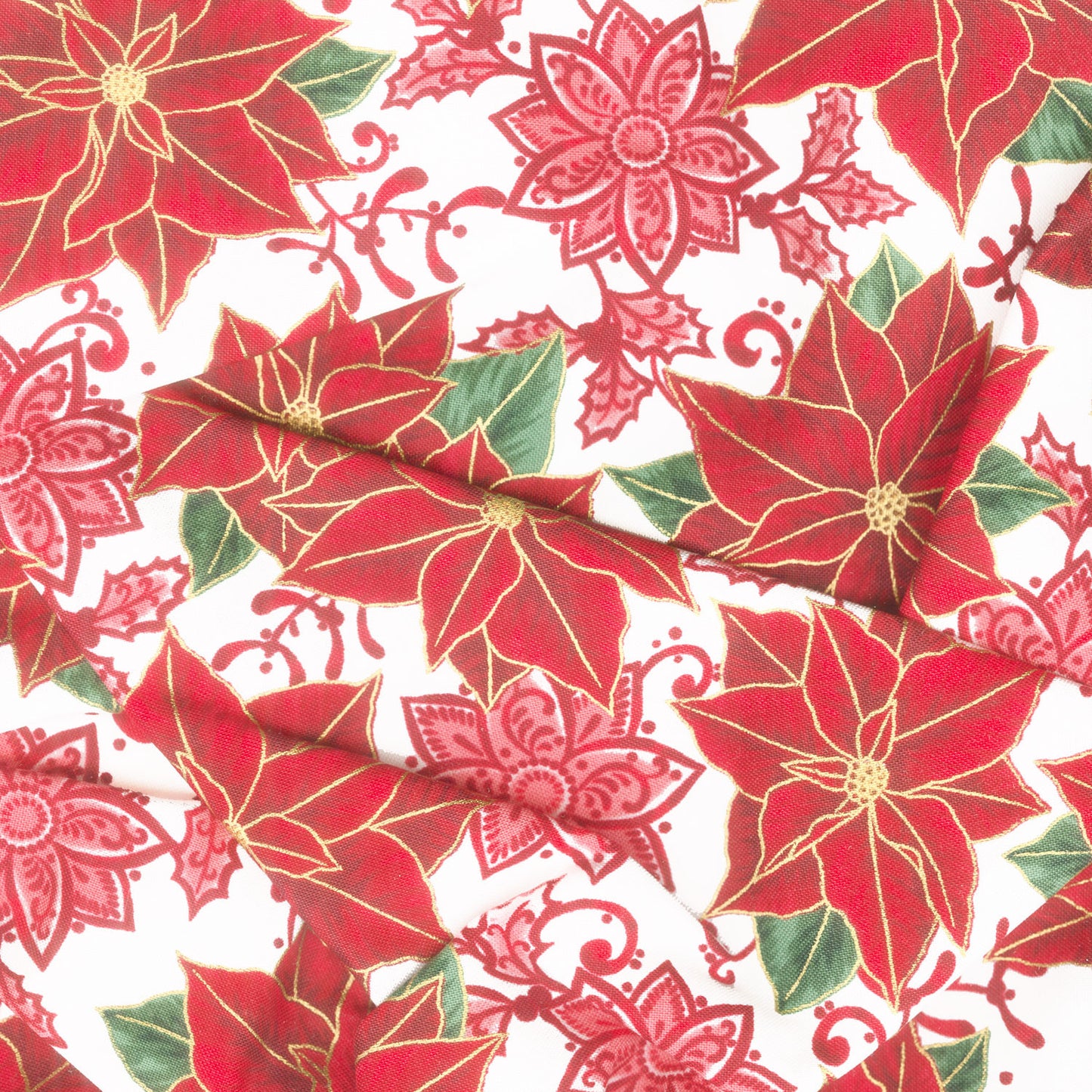 Holiday Flourish - Festive Finery - Candy Cane ColorstoryPoinsettias Candy Cane Yardage Alternative View #1