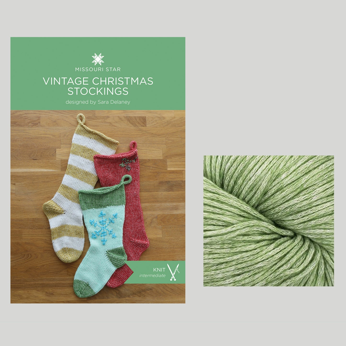 Vintage Knit Christmas Stockings Kit - Green Primary Image