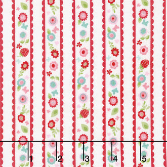 Butterflies and Berries - Butterflies Stripe White Yardage