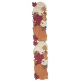 70 inch Brown Pumpkin & Fall Leaves Embroidered Cutout Table Runner Primary Image