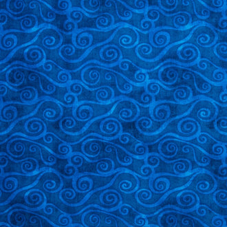 Wilmington Essentials - Sapphire Sky Swirly Scroll Dark Blue Yardage