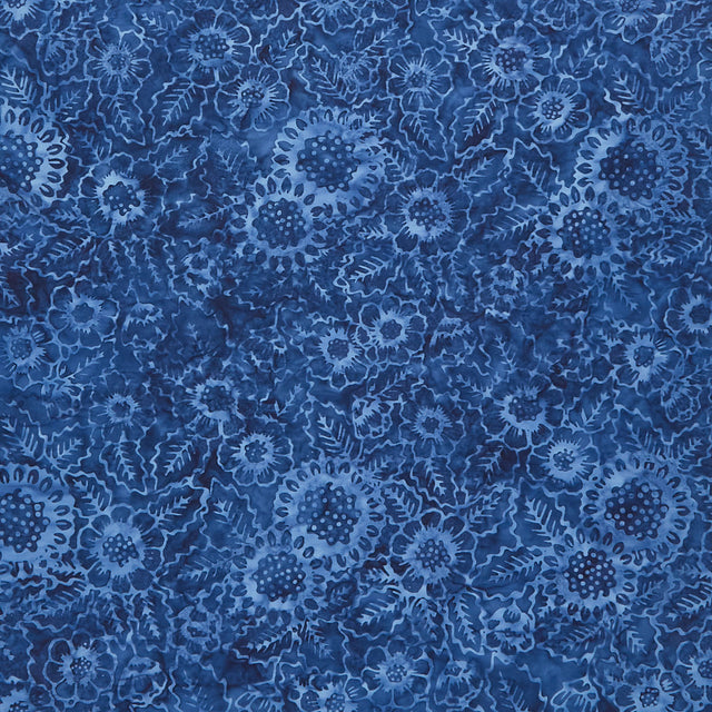 Tonga Batiks - Bluebell - Feather Paisley Denim Yardage Primary Image