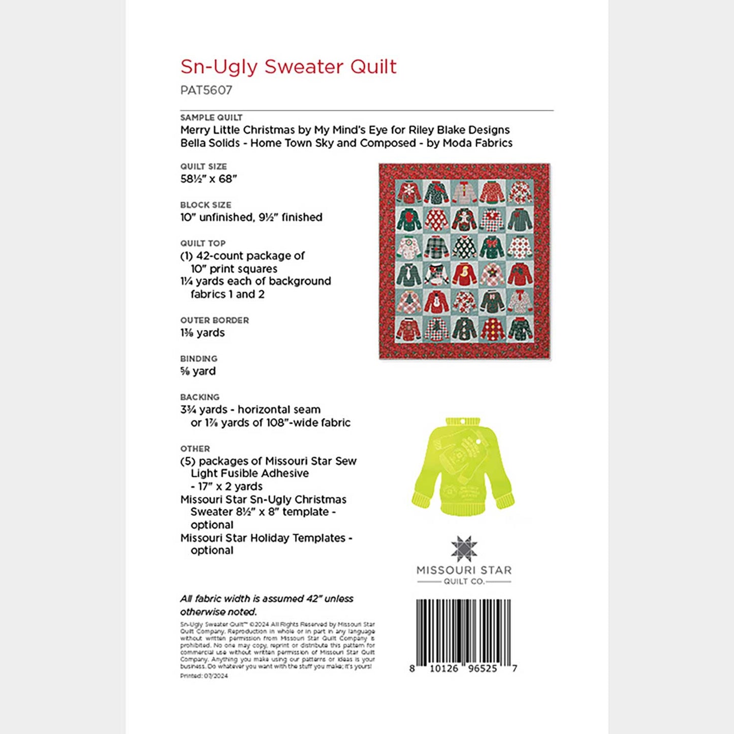 Sn-Ugly Sweater Pattern by Missouri Star Alternative View #1