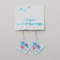 Leather Earrings - Bluebird