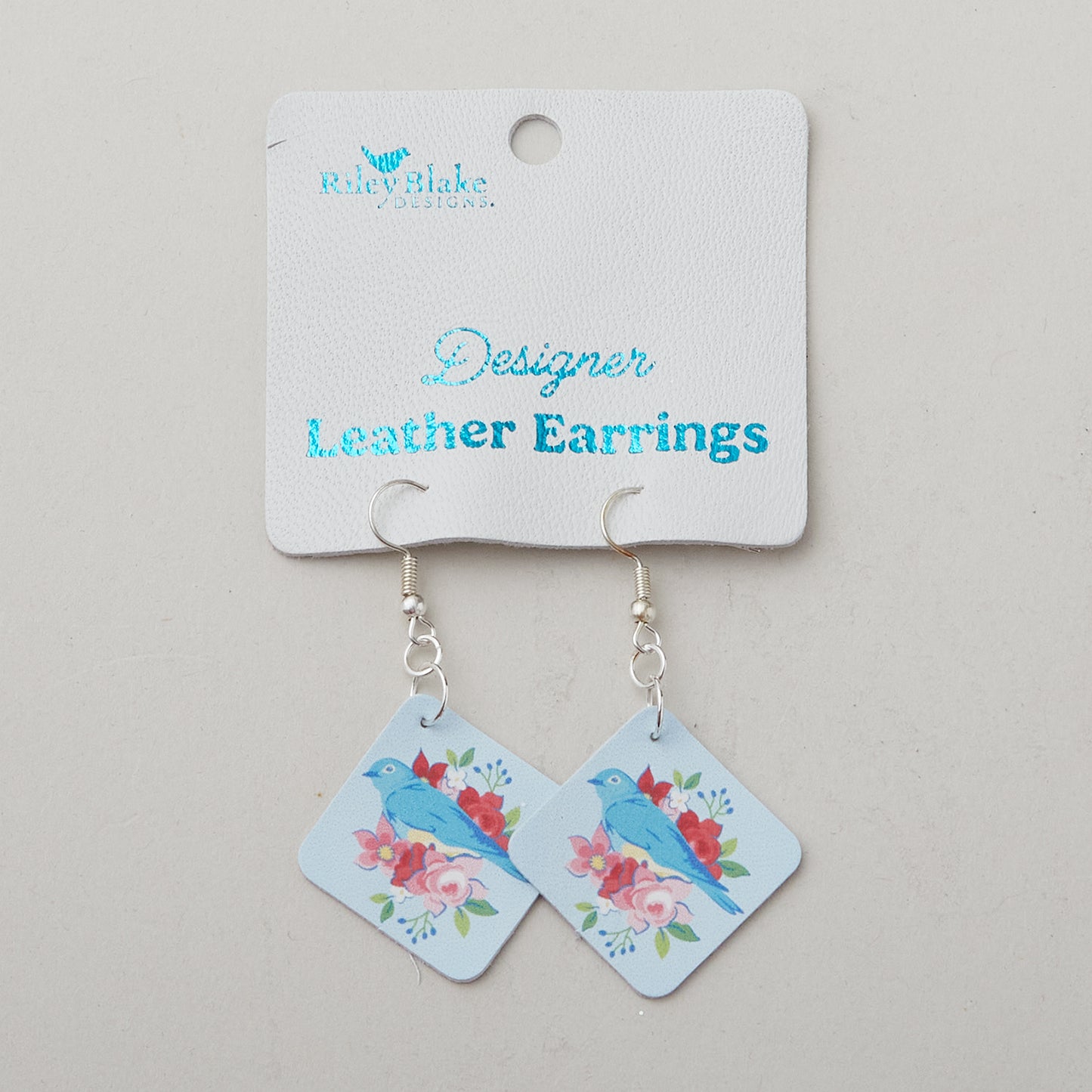 Leather Earrings - Bluebird Alternative View #1