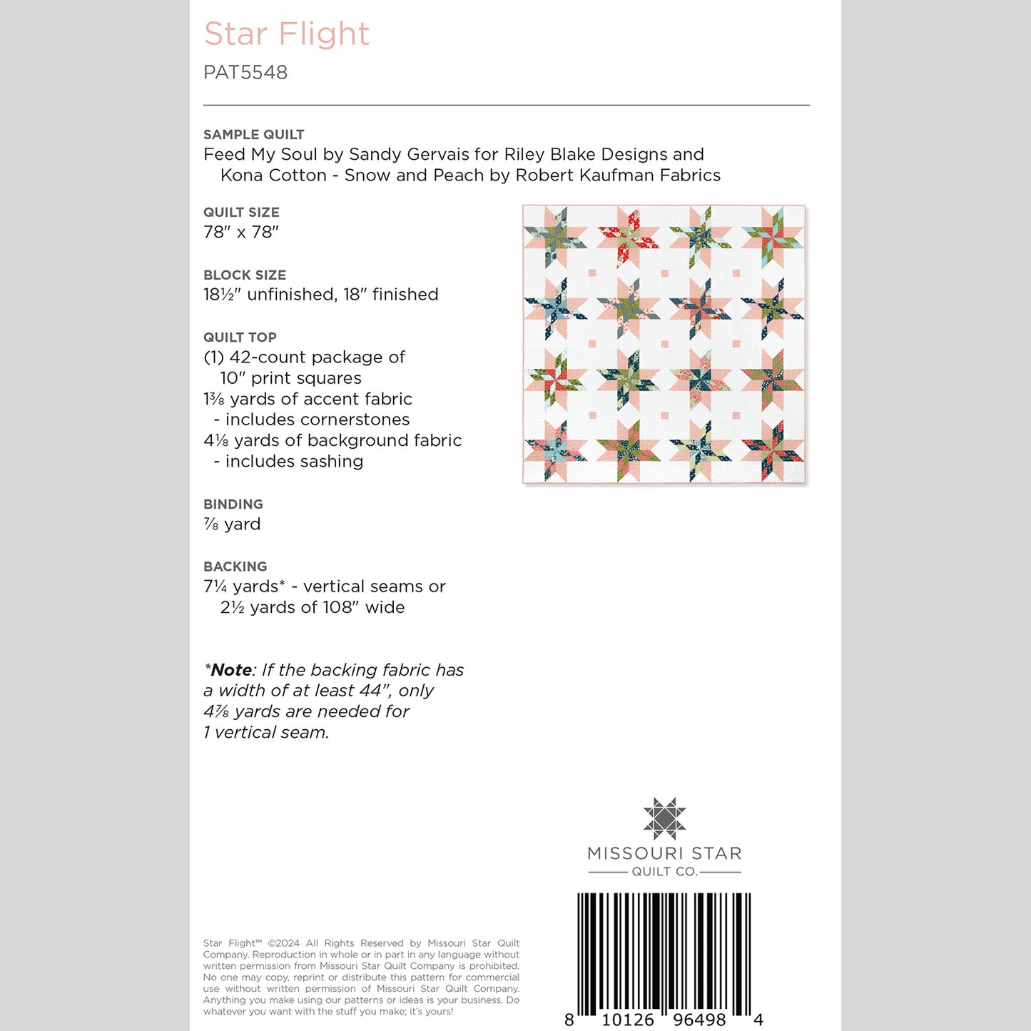 Star Flight Quilt Pattern by Missouri Star Alternative View #1