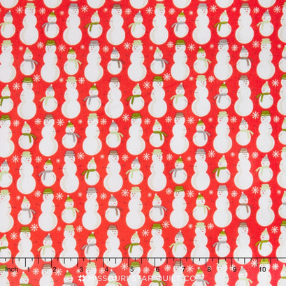 A Merry Little Christmas - Snowman Red Yardage