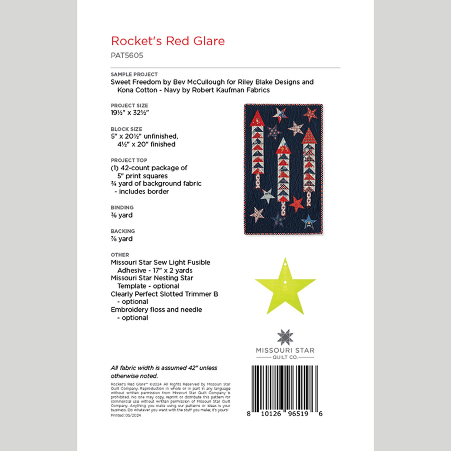 Rocket's Red Glare Quilt Pattern by Missouri Star Alternative View #1