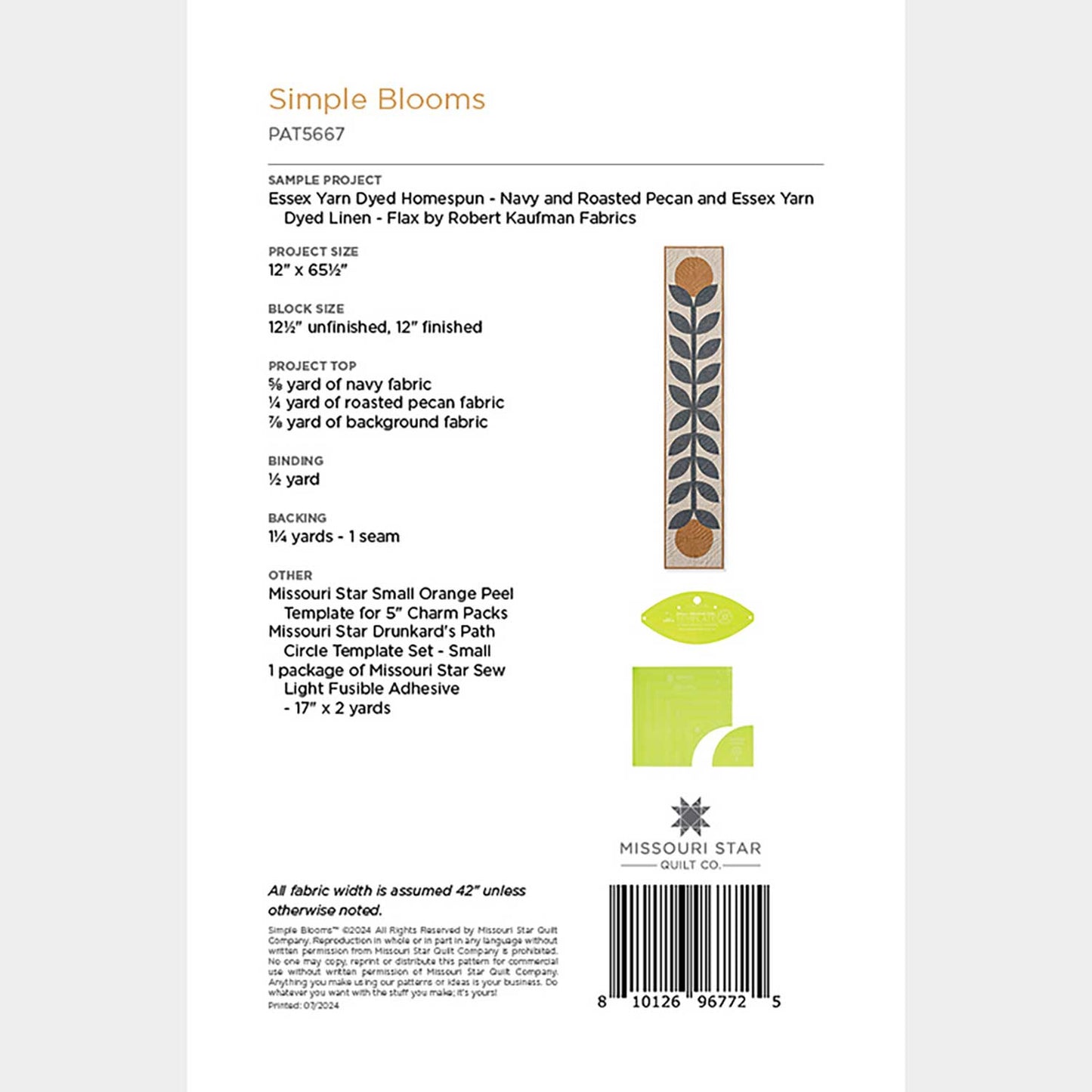 Digital Download - Simple Blooms Table Runner Pattern by Missouri Star Alternative View #1