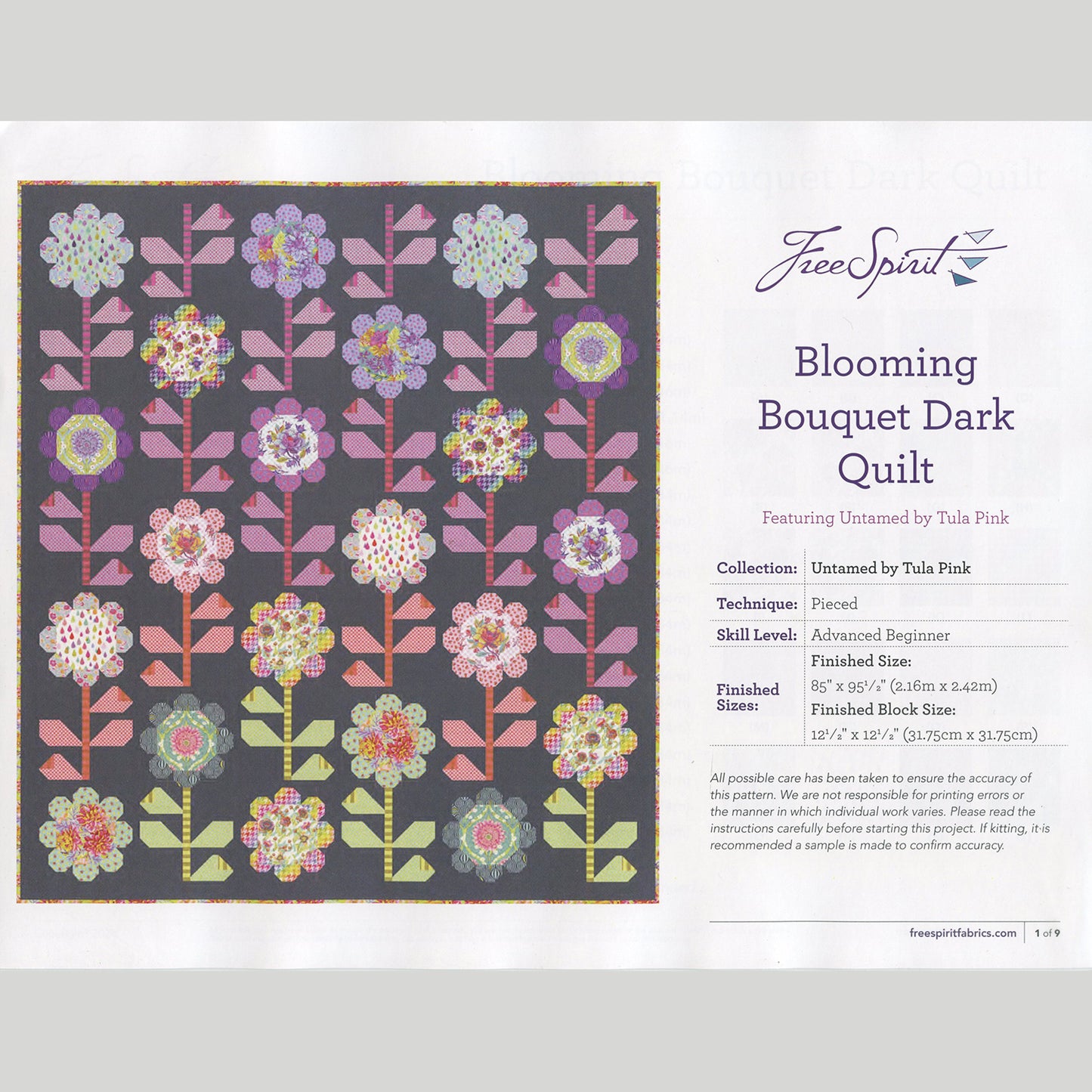 Tula Pink Blooming Bouquet Quilt Kit - Dark