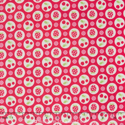 Flutterberry - Berries Red Yardage