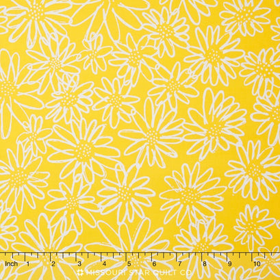 Blueberry Park - Bright Canary Daisy Sketch Yardage