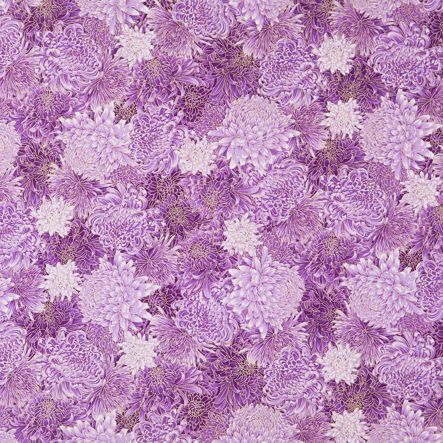 Shizuka - Packed Chrysanthemum Purple Metallic Yardage