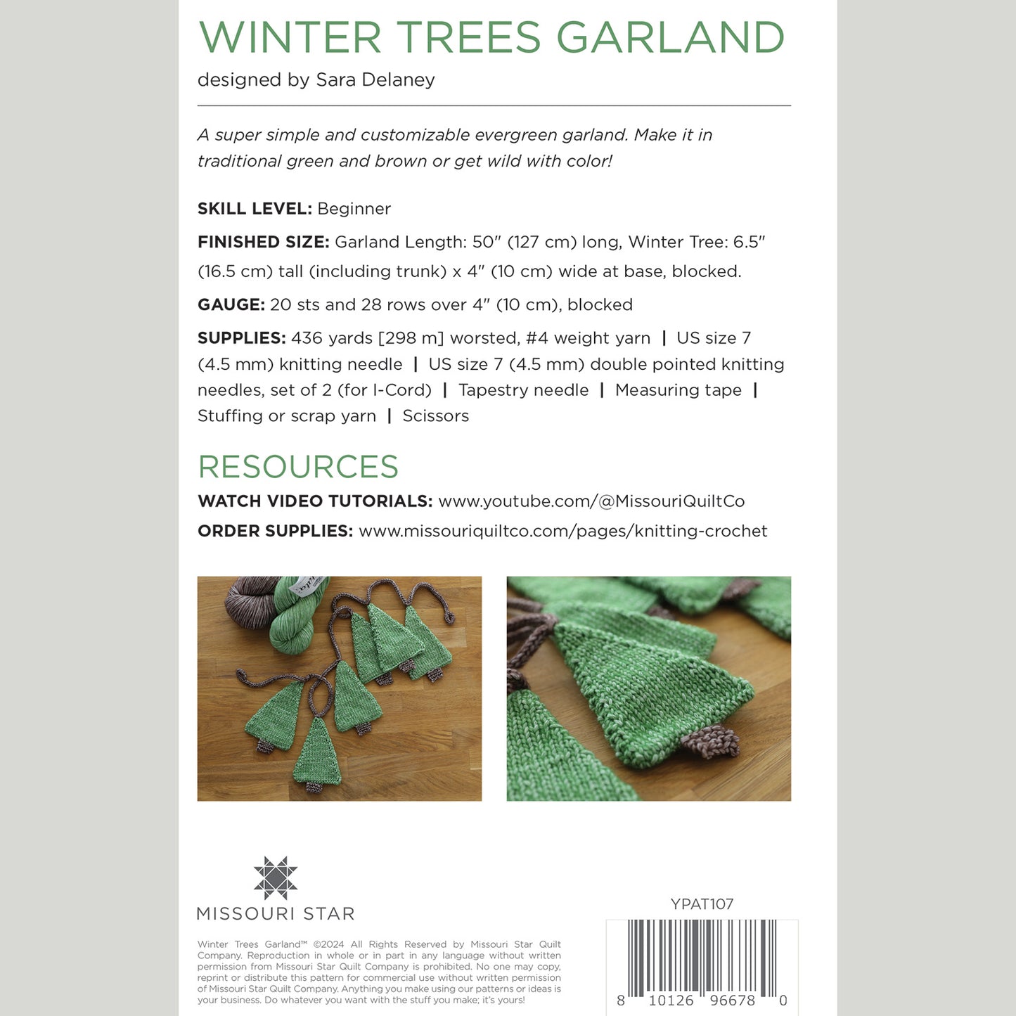 Winter Trees Knit Garland Print Pattern Alternative View #1