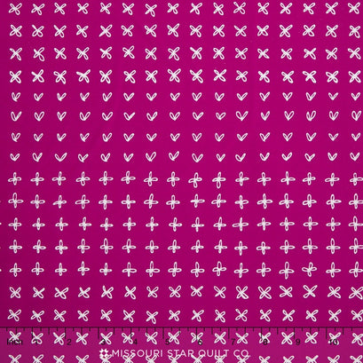 Blueberry Park - Bright Cerise Sprouting Row Yardage