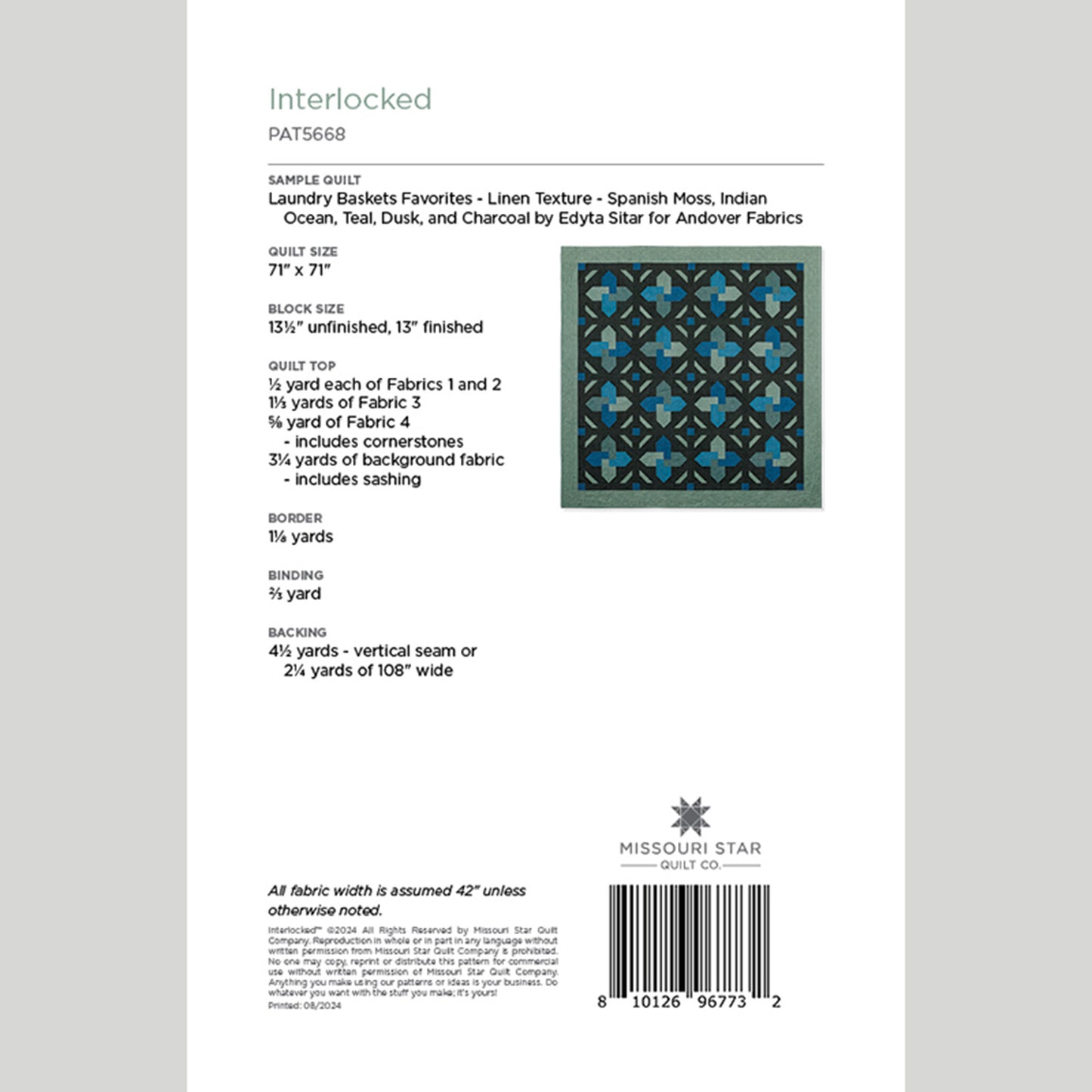 Interlocked Quilt Pattern by Missouri Star Alternative View #1