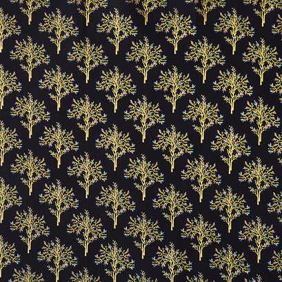 Luminous - Trees Black Metallic Yardage