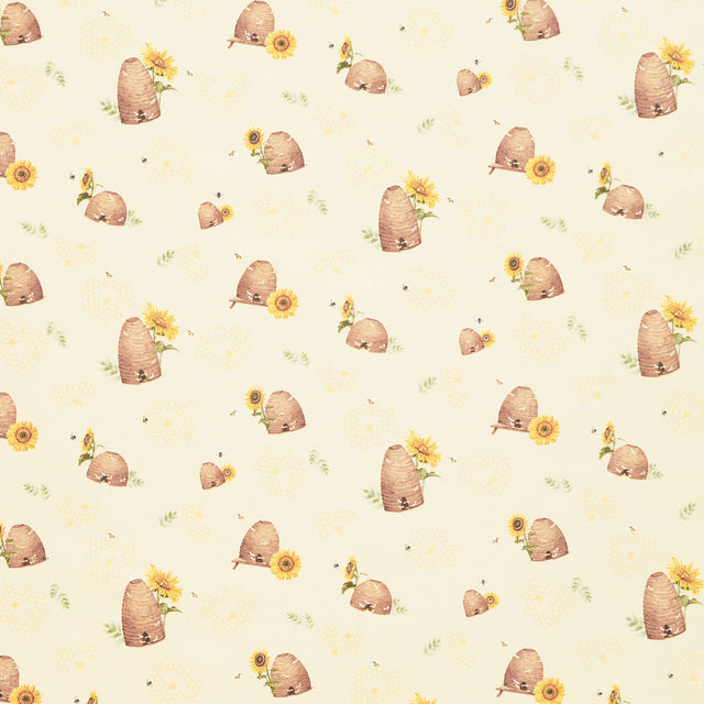 Honey Bees and Flowers Please - Beehives Yellow Yardage Primary Image