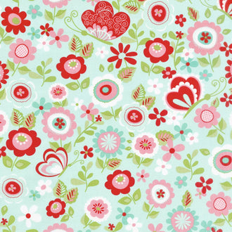 Butterflies and Berries - Butterflies Main Mint Yardage