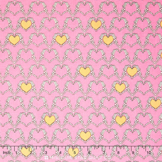 Zombie Love - Hearts Pink Yardage